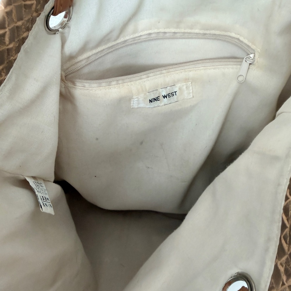 Nine West Metallic Tan Textured Woven Tote Bag - Picture 5 of 5